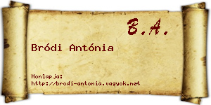 Bródi Antónia névjegykártya